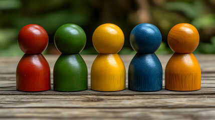 Naklejka premium Colorful Wooden Figurines Illustration