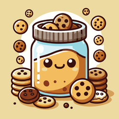 cartoon of a cute cookie jar filled with various types of cookies