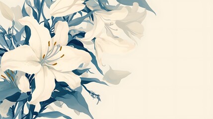 Gorgeous floral background featuring white lily on soft color backdrop for beauty themes
