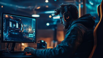 Gamer Immersed in a Digital World