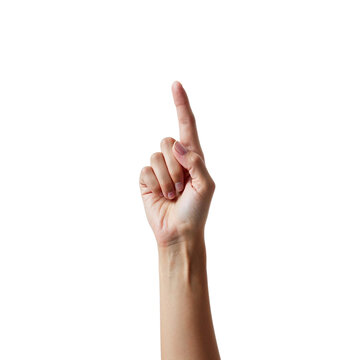 forefinger, index finger points to something. Pointer sign finger isolated on transparent background