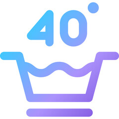 Symbol representing washing machine settings with a temperature indicator for various laundry cycles