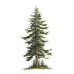 Fototapeta premium Tall evergreen tree with smaller trees.