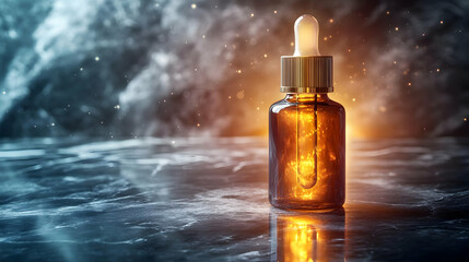 Naklejka premium Amber Glass Dropper Bottle 3D Illustration
