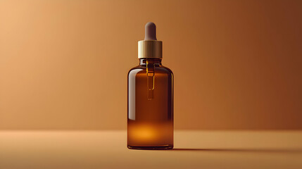 Amber Glass Dropper Bottle 3D Render