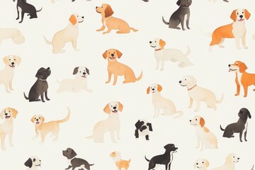 Obraz premium A white background with dogs pattern