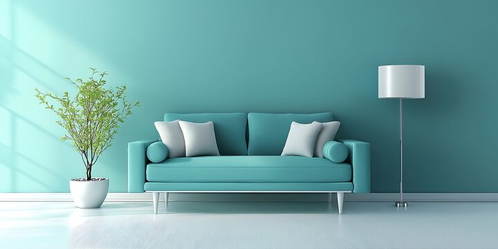 Modren living room interior with sea view ,luxury home,villa ,3d render
