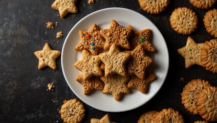 Fototapeta premium Many small star-shaped cookies,
