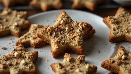 Many small star-shaped cookies,