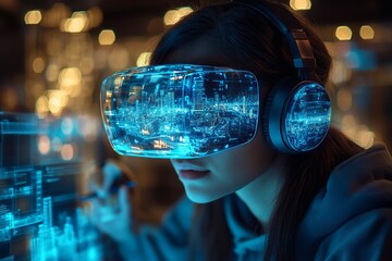 a young woman vr glasses