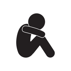 vector flat icon of a sad sitting person