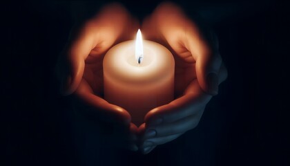 candle in the hands of the person