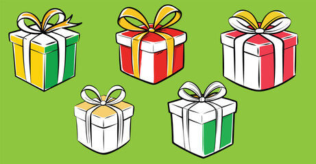 Colorful 3D gift boxes with ribbons and bows for Christmas, birthday, or any special occasion