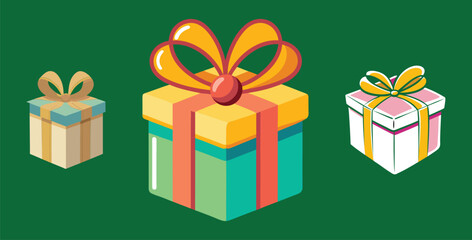 Colorful 3D gift boxes with ribbons and bows for Christmas, birthday, or any special occasion