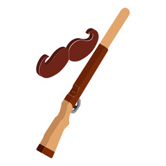 Dads shotgun with mustache isometric Concept, Gift for Hunter Dady Vector Icon, Happy Fathers Day Symbol, Dad Gift Elements Sign, Parents Day Stock illustration