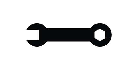 Wrench vector icon in black and white color.