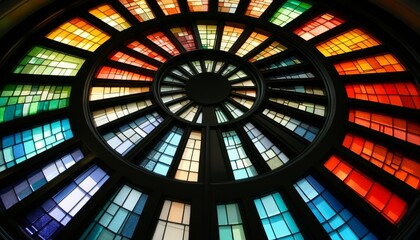 Stained Glass Color Wheel A Kaleidoscopic Symphony of Vibrant Hues and Geometric Patterns.