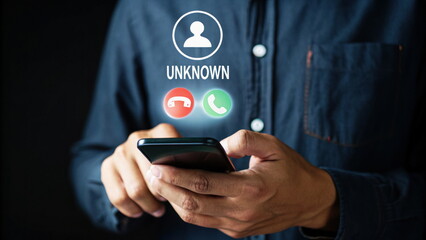 Incoming call from unknown number on smartphone