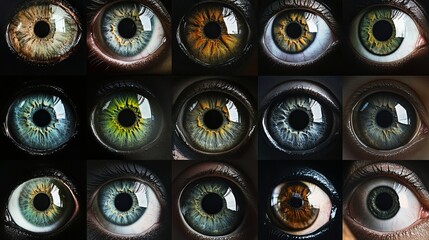 Fototapeta premium Collage with photos of people with beautiful eyes of different colors