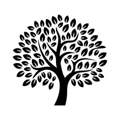 Vector tree. Tree silhouette. Green Spring Tree. Vector Illustration.	