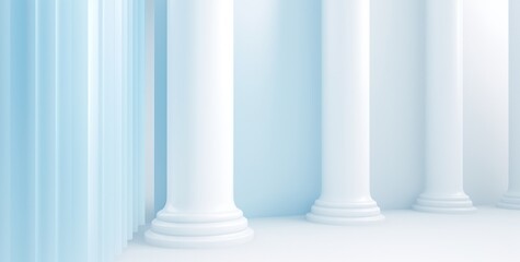 Fototapeta premium minimalistic white and light blue architectural background structure pole big hall dome futuristic