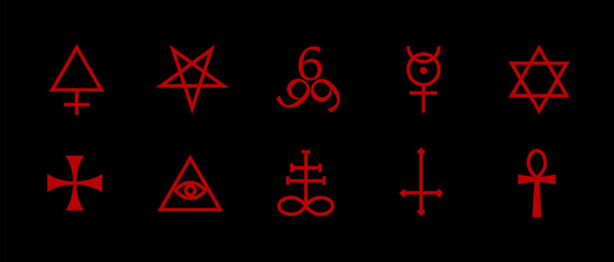 A geometric black pentagram emblem with blood-like details, representing dark spirituality, satanic mysticism, and horror inspired magic, perfect for Gothic designs.