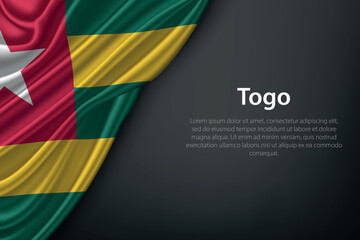 Waving Togo Flag on Dark Background