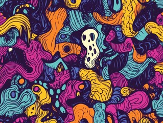 Abstract Colorful Swirls and Grotesque Shapes Design