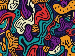 Abstract Colorful Organic Shapes Pattern Design