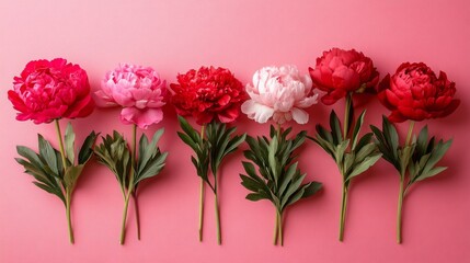 Obraz premium Spring Horizontal Floral Peony banner. Beautiful nature season background. Copy space for text, selective focus. Bloom summer aesthetic.