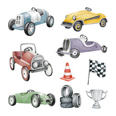 set of vintage sports cars. retro transport