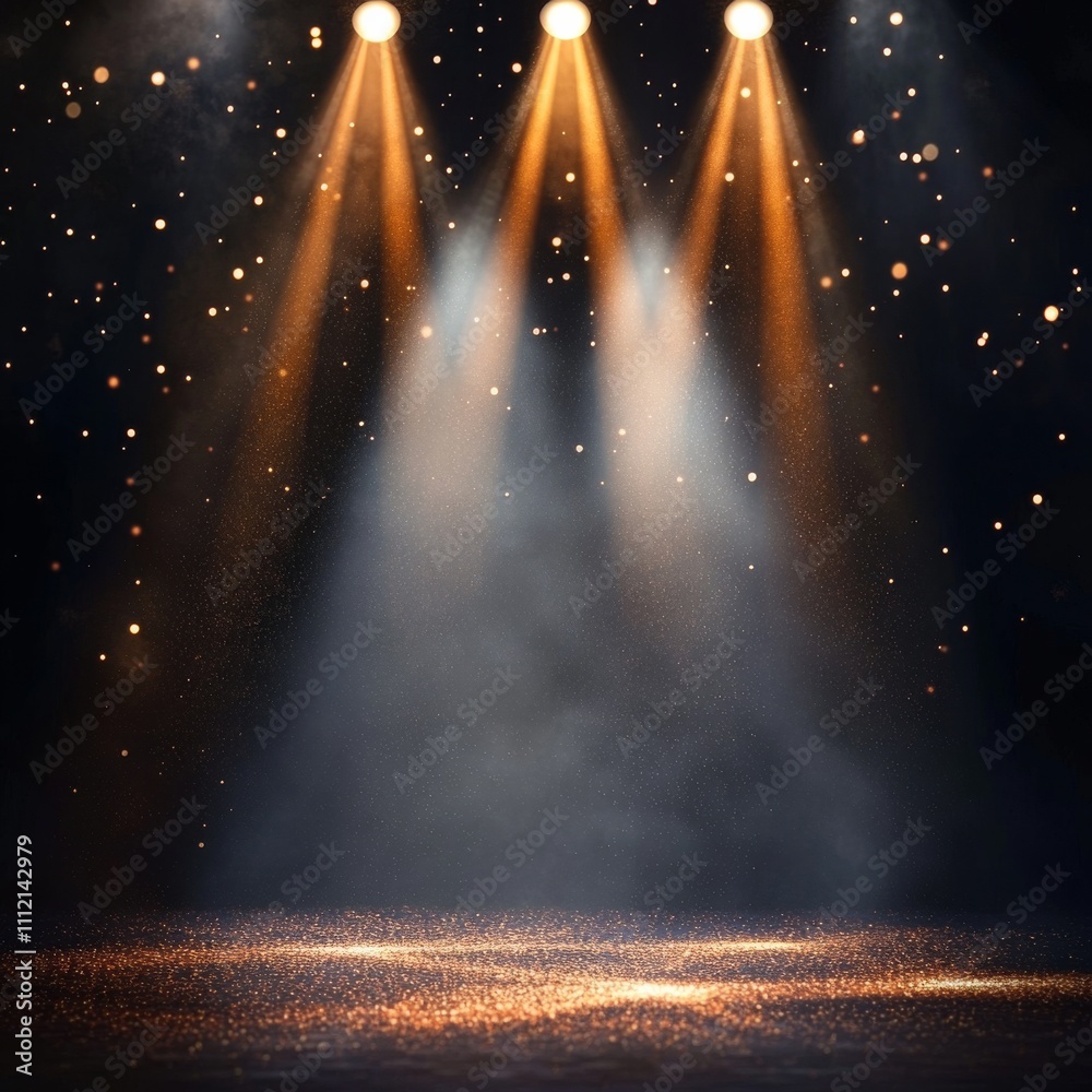 Poster spotlight background. illuminated stage. background for displaying products. bright beams of spotlig