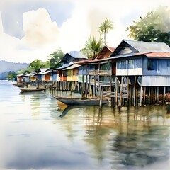 Obraz premium Serenity Above Water: Kampong Ayer