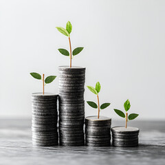 Investment growth money and nature combine in a modern office space for financial success and sustainability