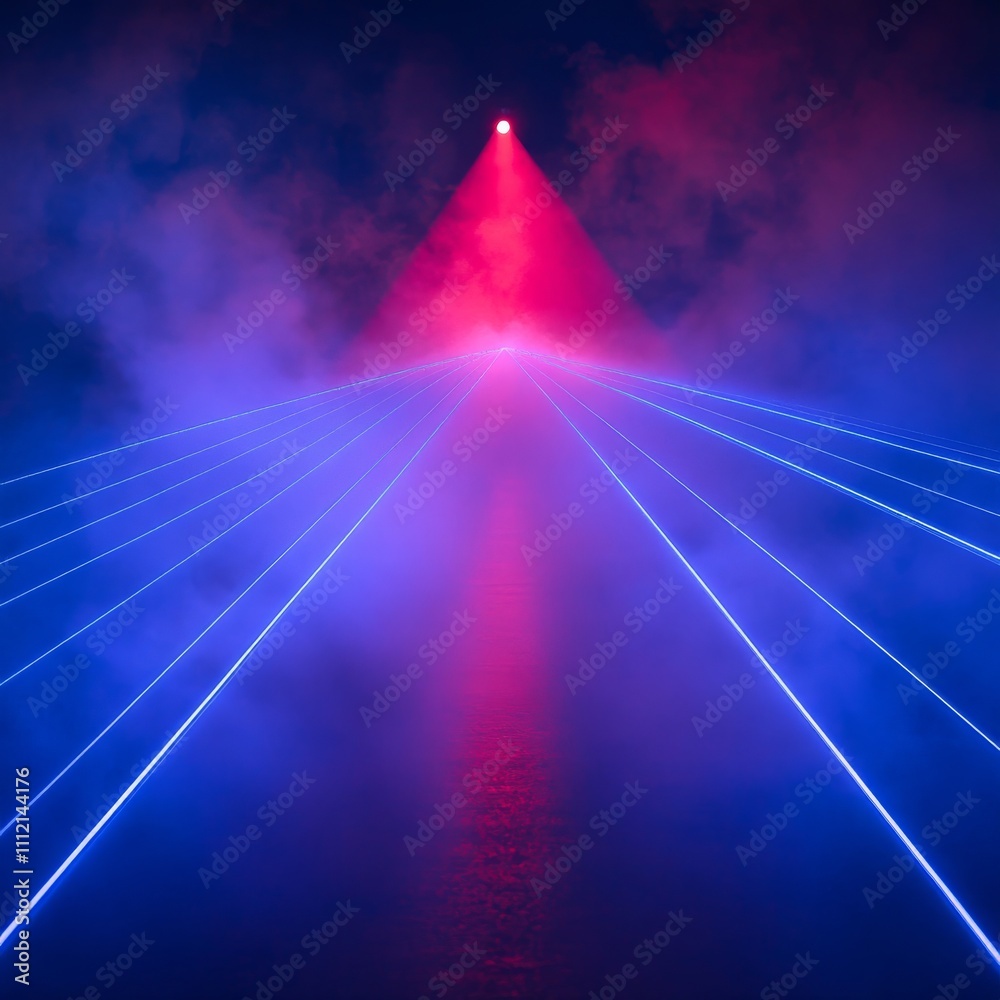 Poster red laser light beam effect isolated on transparent background. vector blue neon line abstract desig