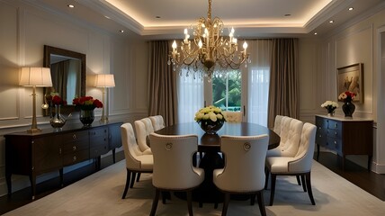 Fototapeta premium Luxurious and beautiful dining room interior design