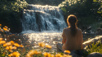 Obraz premium Serene Waterfall Landscape Photography