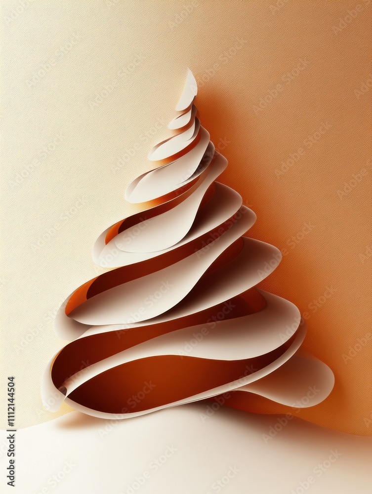 Poster Decorative layered paper Christmas tree showcases intricate design with blank space for adding personalized messages during the festive season. Generative AI