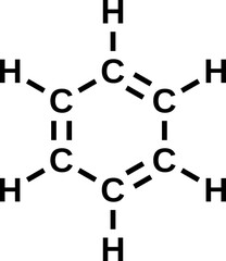 Benzene structural formula with carbon atoms, vector illustration
