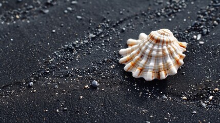 shell on black sand