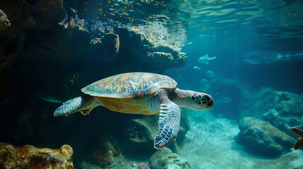 Obraz premium sea turtle underwater