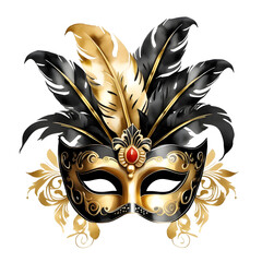 Golden carnival mask, A gold mask on a transparent background, The Golden Carnival Mask's Radiance for Every Celebration 