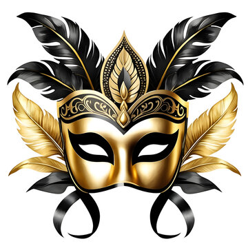 recommend clip art: Golden carnival mask, A gold mask on a transparent background, The Golden Carnival Mask's Radiance for Every Celebration 