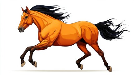 Fototapeta premium Powerful Mustang Stallion Galloping Across Scenic Meadow with Dramatic Motion