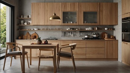 modern kitchen in the kitchen,close_up_of_dinning_table_in_kitchen_interior , generative ai
