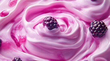 Creamy Yogurt Swirled with Fresh Mulberries