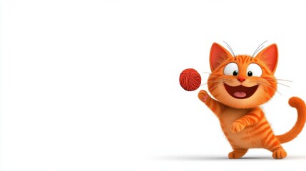 Obraz premium Energetic Cartoon Orange Kitty Playfully Jumping with Happiness