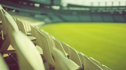 Obraz premium The empty stadium seats, a silent proof of the sporting event to be held, also embody the concept of emptiness