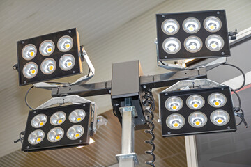 Portable Mobile Led Lighting Reflectors Tower at Construction Site