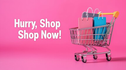 Exciting shopping journey colorful bags and dynamic market environment